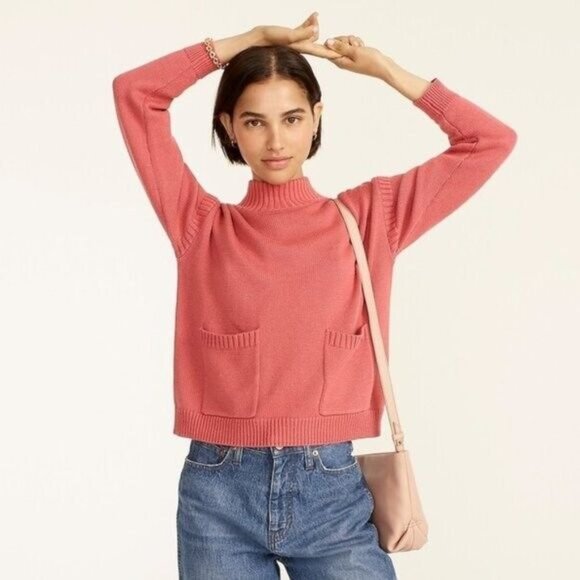 J. Crew Size XXS Cotton Cashmere Patch Pocket Mockneck Sweater BA320 NWT - Picture 3 of 6